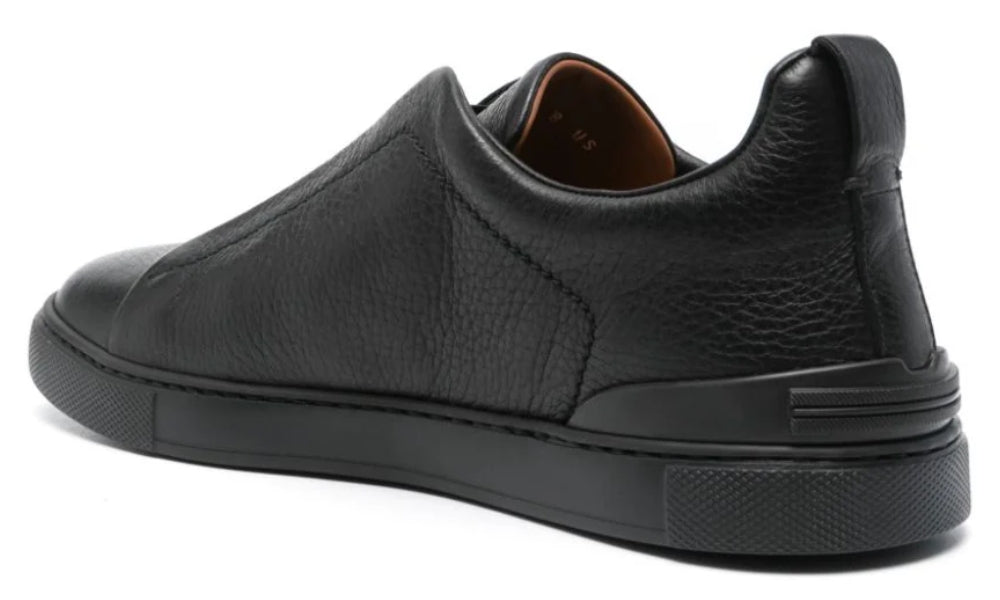 Zegna Triple Stich leather sneakers "Black" - ARABIA LUXURY