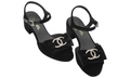 Chanel Sandals Velvet  Strass Metal 