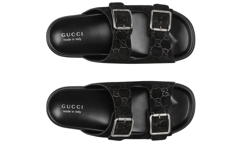 Gucci slide sandal "Black GG suede" - 