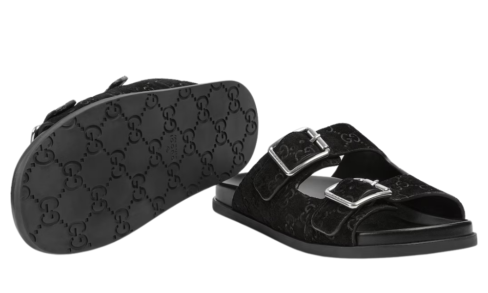 Gucci slide sandal "Black GG suede" - 