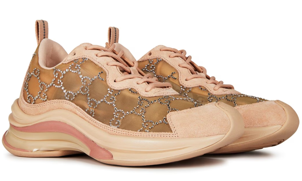 Gucci Crystal Gg Run Sneakers "Pink" - 