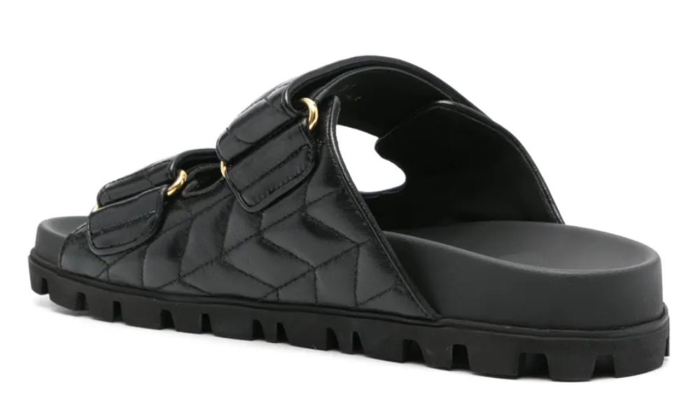 Miu Miu Matelassé Nappa Leather Slides "Black" - 