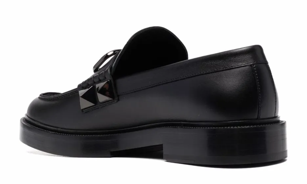 Valentino Garavani Stud Sign Leather Loafers "Black" - 