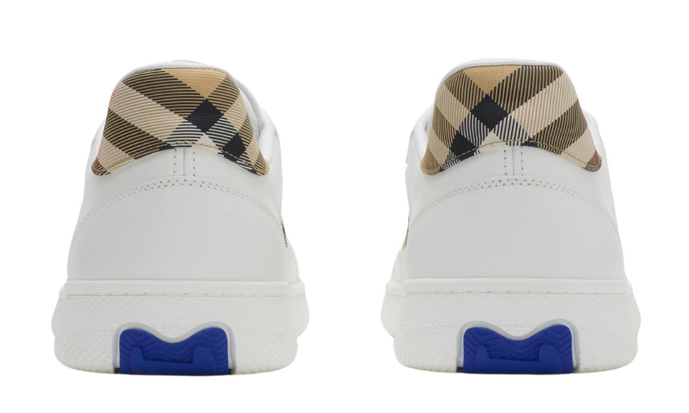 Burberry  Leather and Check Terrace Sneakers  "White Sand" - 