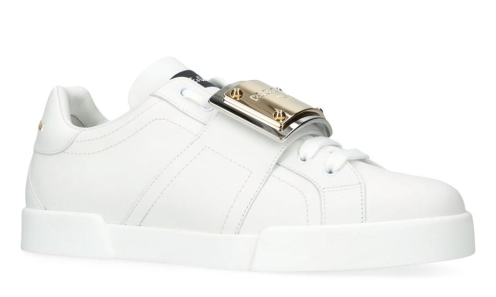 DOLCE & GABBANA  Leather Portofino Buckle "White" - ARABIA LUXURY