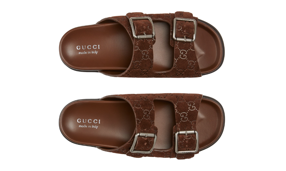 Gucci slide sandal "Brown GG suede" - 