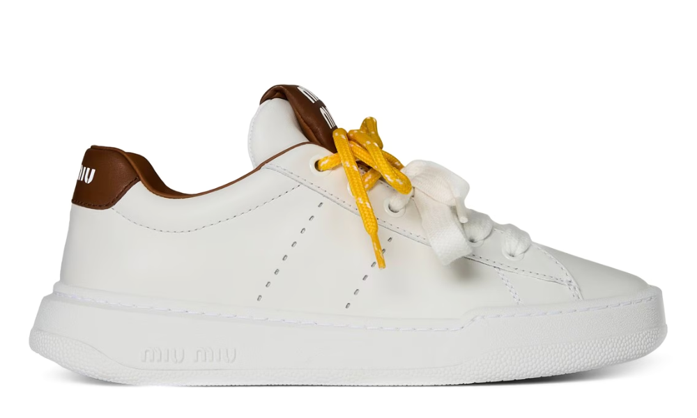 Miu Miu Leather sneakers "White / Cognac" - 
