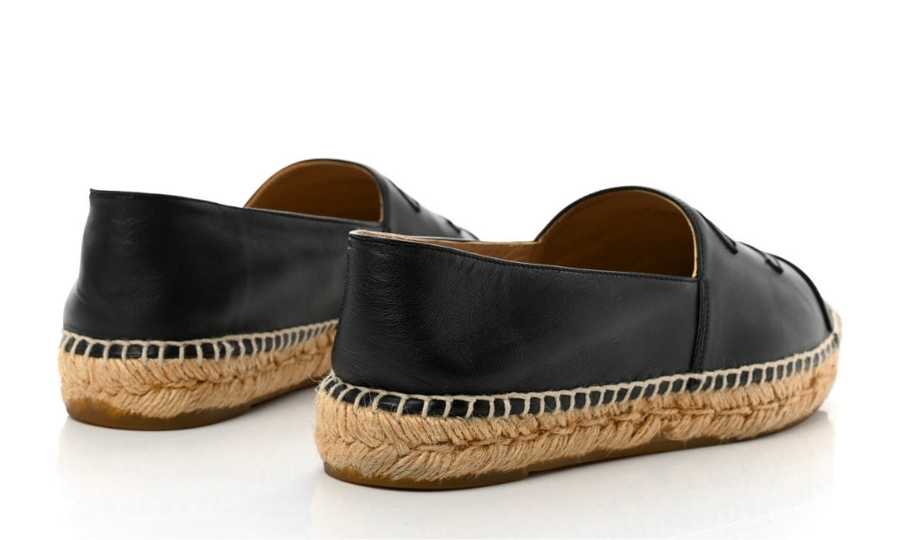 CHANEL Lambskin CC Espadrilles 38 'Black' - ARABIA LUXURY