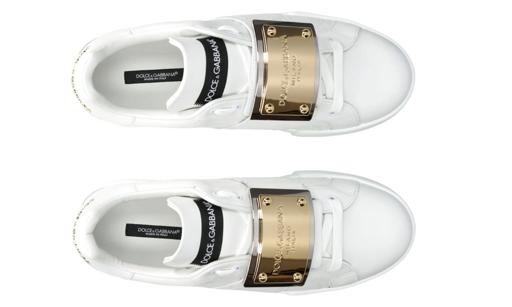 DOLCE & GABBANA  Leather Portofino Buckle "White" - ARABIA LUXURY