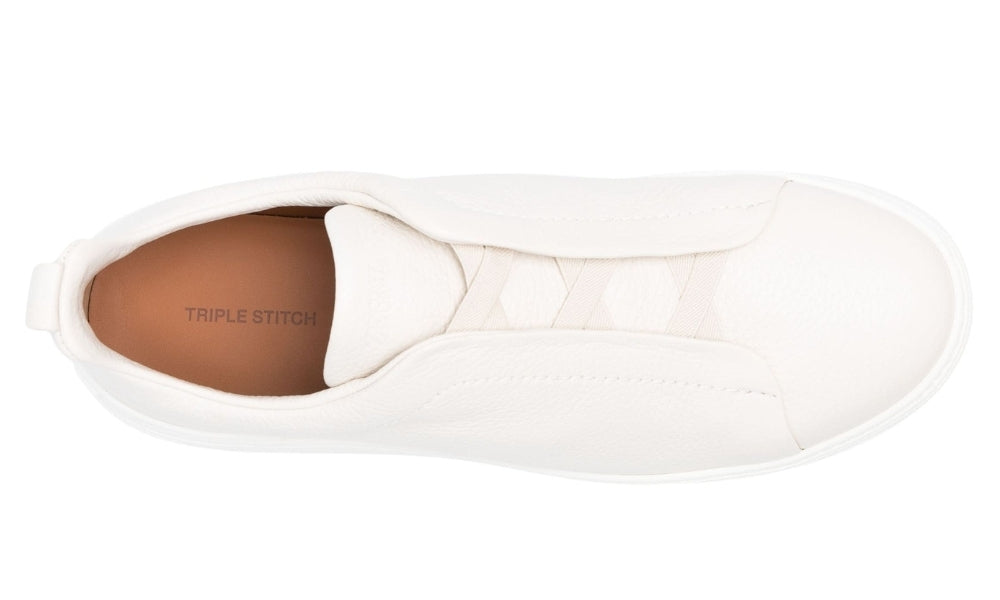 Zegna Triple Stich leather sneakers "White" - ARABIA LUXURY