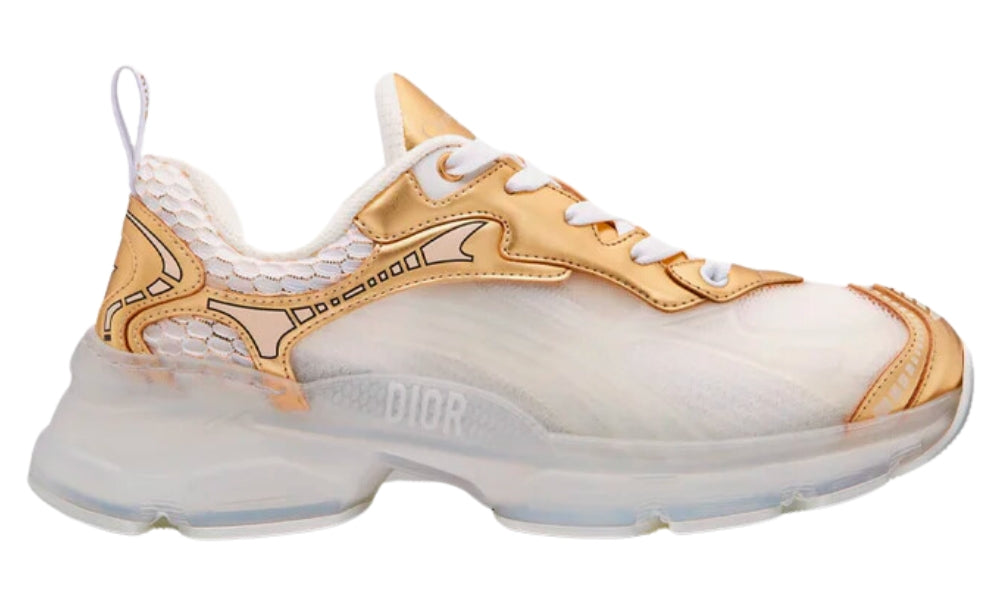 Dior Vibe Sneaker "White Mesh and Gold-Tone" - ARABIA LUXURY