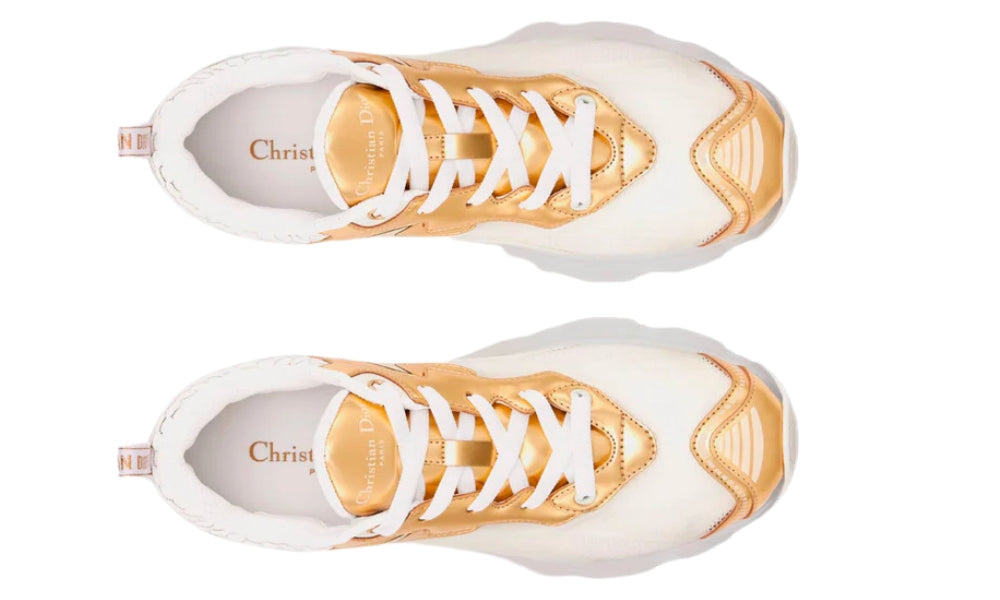 Dior Vibe Sneaker "White Mesh and Gold-Tone" - ARABIA LUXURY