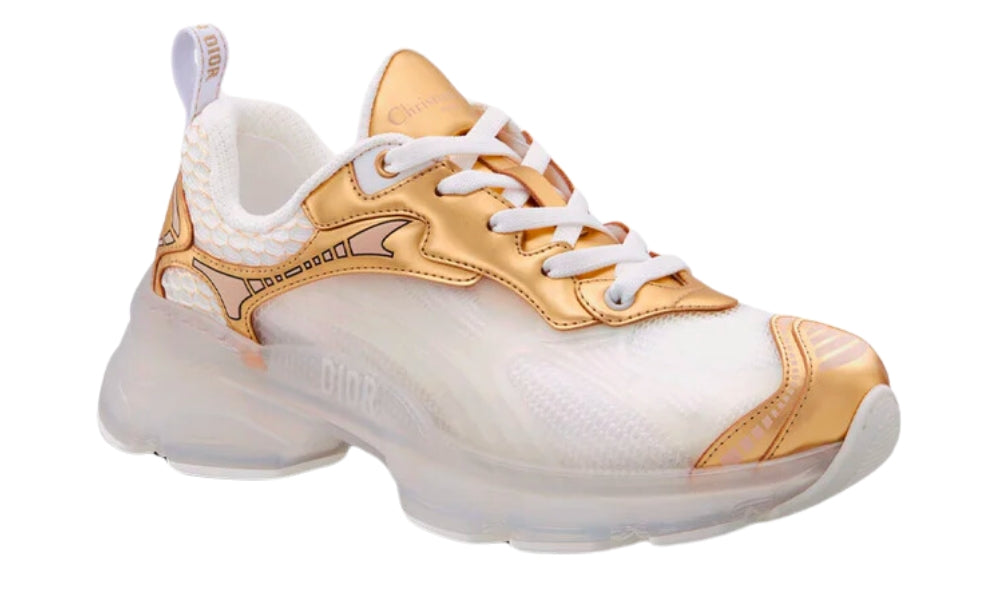 Dior Vibe Sneaker "White Mesh and Gold-Tone" - ARABIA LUXURY