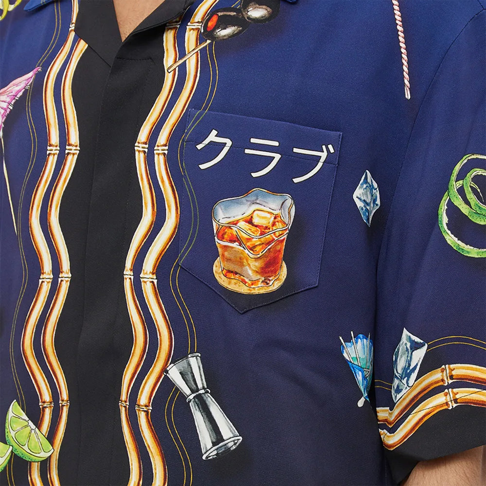 トップス CASABLANCA CUBAN COLLAR SLEEVE SHIRT Casablanca Caviar Kaspia Cuban Collar Silk Shirt – CAVIAR KASPIA