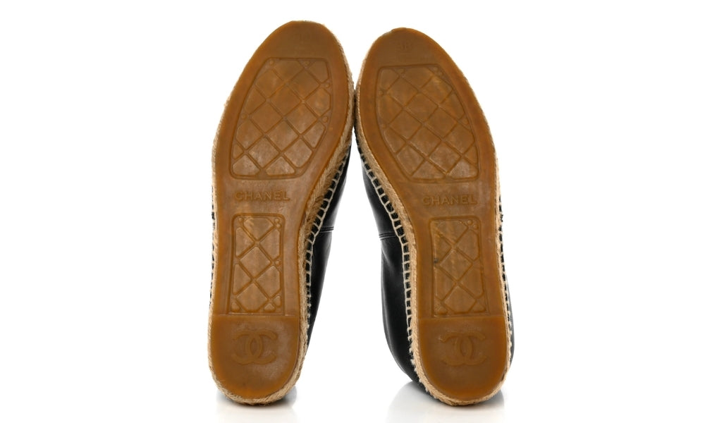 CHANEL Lambskin CC Espadrilles 38 'Black' - ARABIA LUXURY