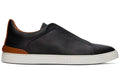 ZEGNA Black & Brown Deerskin Triple Stitch Sneakers - ARABIA LUXURY