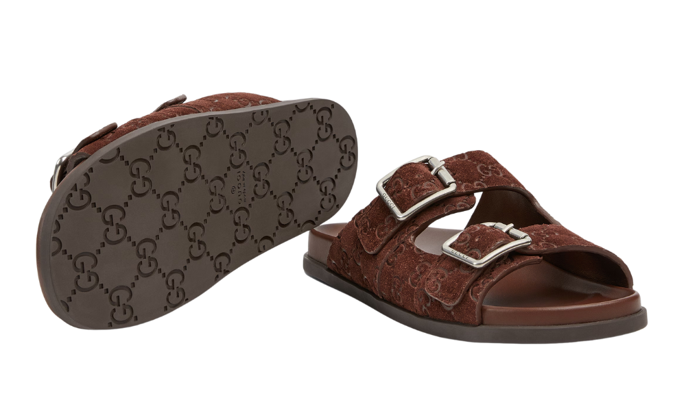 Gucci slide sandal "Brown GG suede" - 
