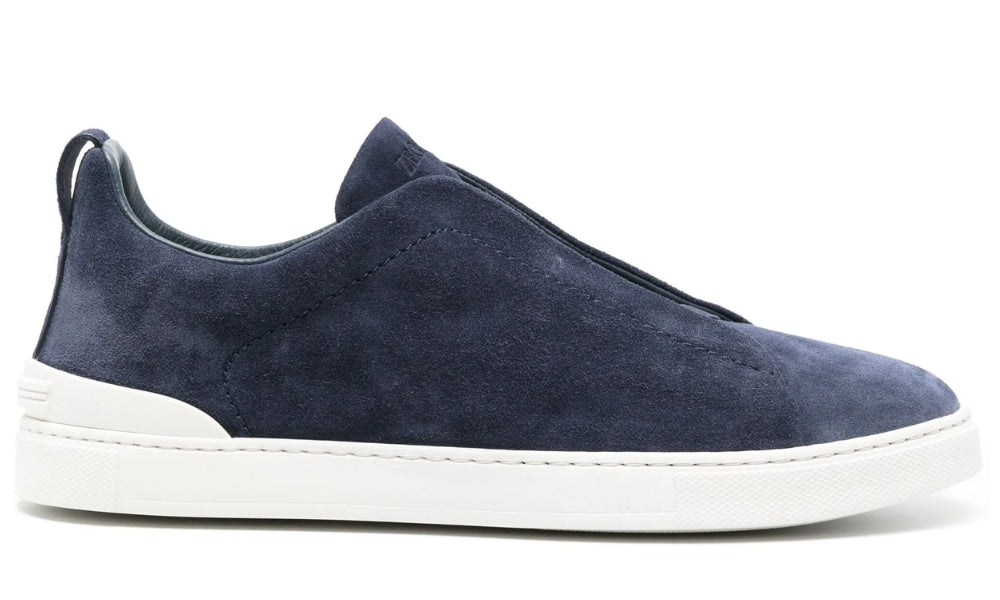 Zegna Triple Stitch suede sneakers "Blue" - ARABIA LUXURY