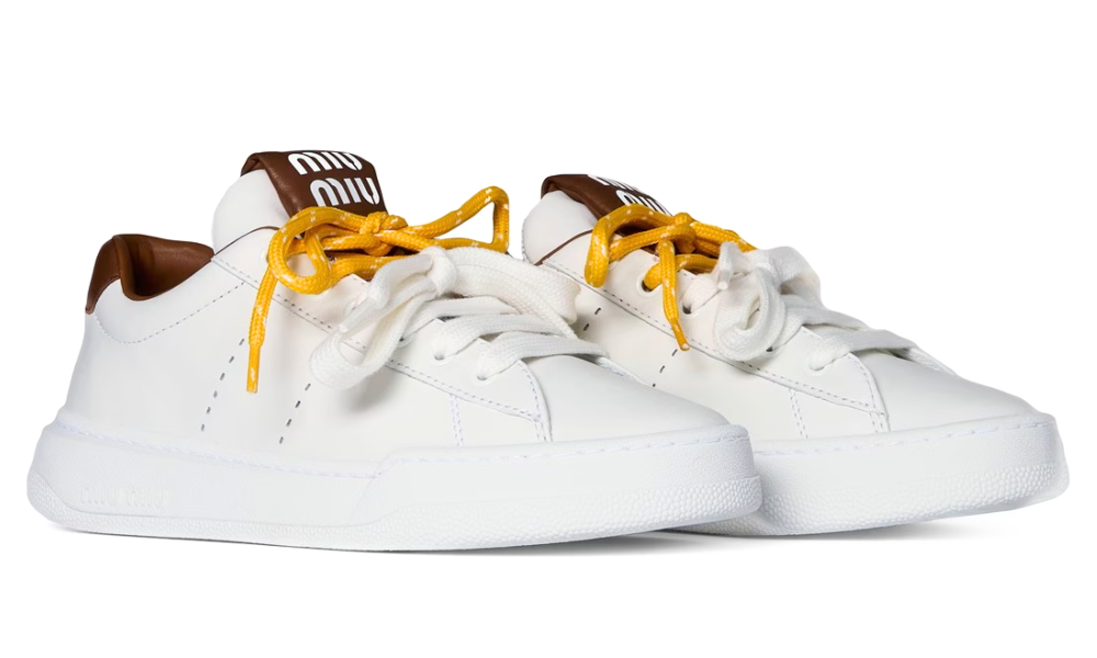 Miu Miu Leather sneakers "White / Cognac" - 