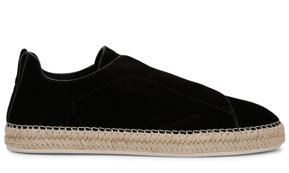 Zegna Suede Triple Stitch Espadrilles "Black" - 