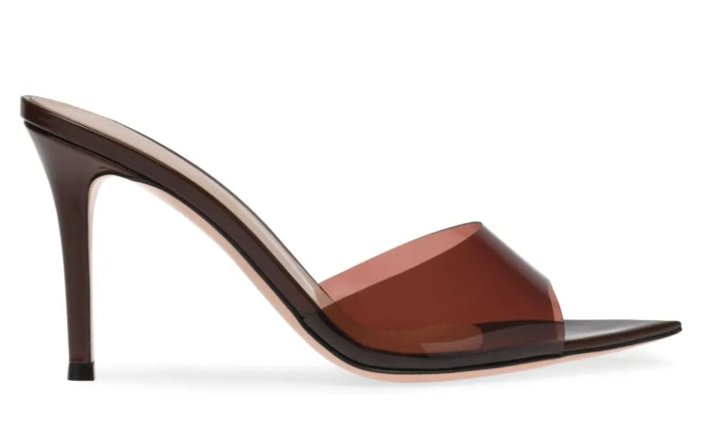 Gianvito Rossi Elle 85mm point-toe mules "Brown" - ARABIA LUXURY