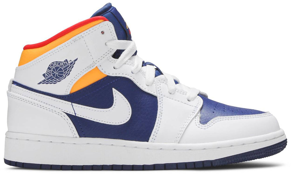 Air Jordan 1 Mid GS 'White Deep Royal Blue' - ARABIA LUXURY