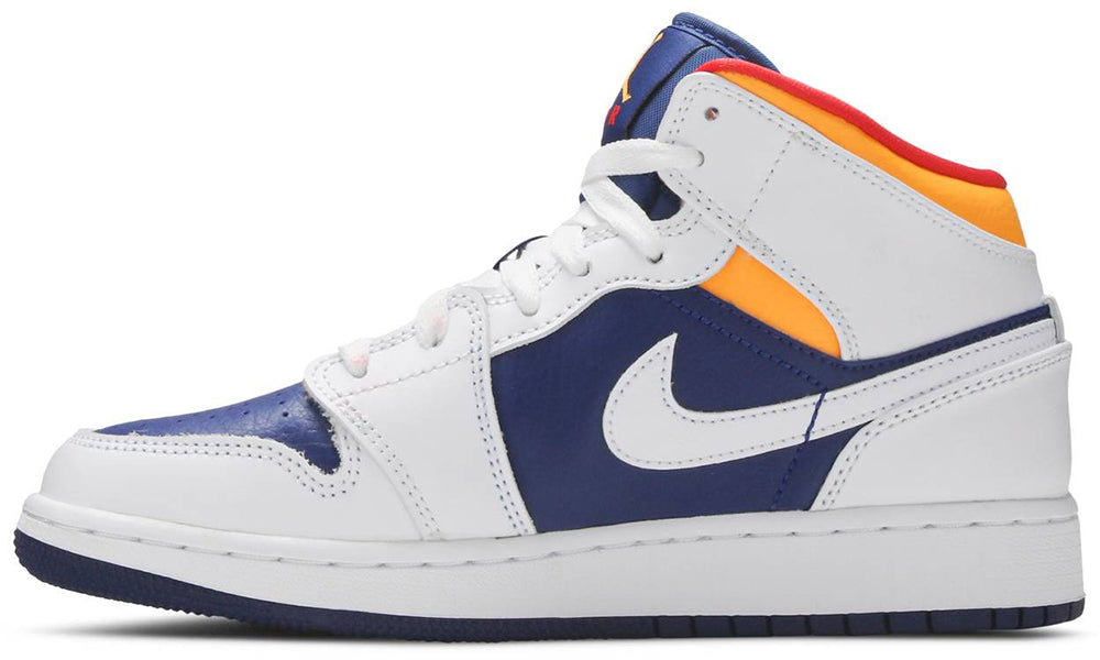 Air Jordan 1 Mid GS 'White Deep Royal Blue' - ARABIA LUXURY