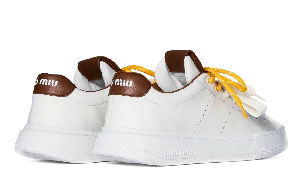 Miu Miu Leather sneakers "White / Cognac" - 