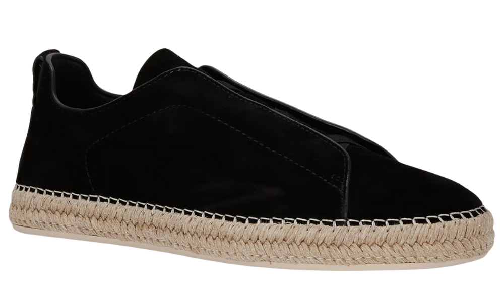 Zegna Suede Triple Stitch Espadrilles "Black" - 