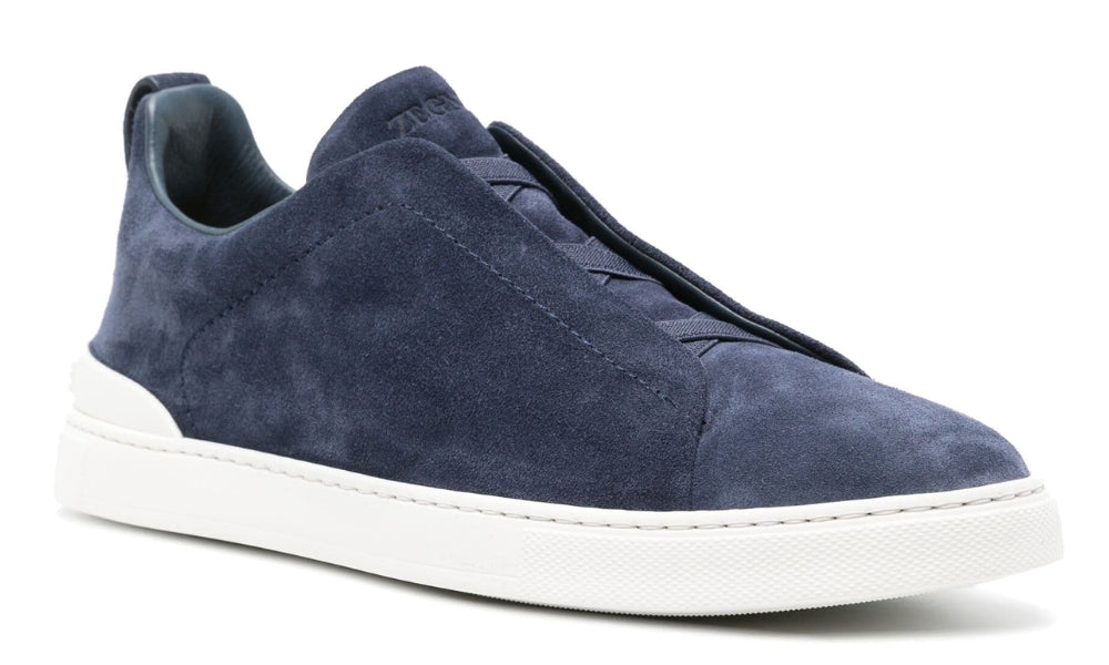 Zegna Triple Stitch suede sneakers "Blue" - ARABIA LUXURY