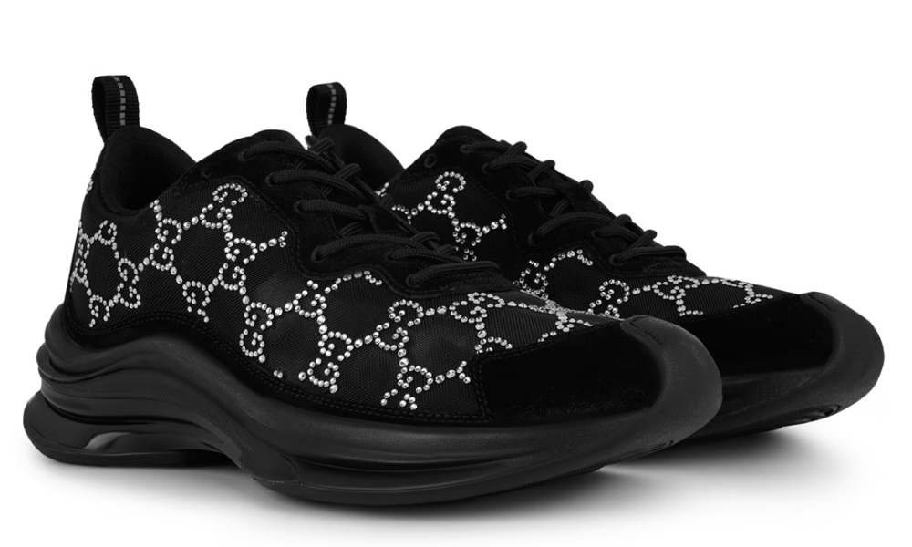 Gucci Crystal Gg Run Sneakers "Black" - 
