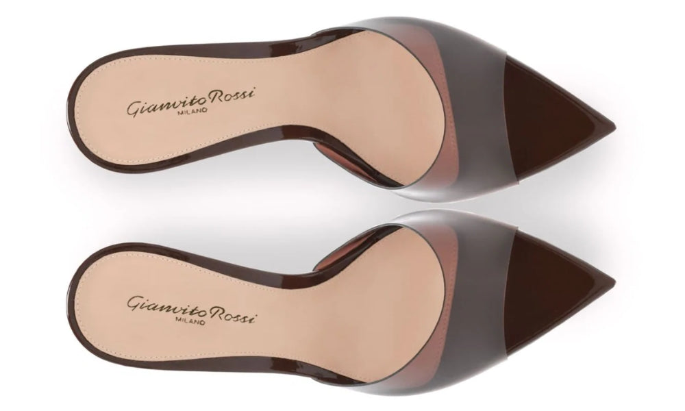 Gianvito Rossi Elle 85mm point-toe mules "Brown" - ARABIA LUXURY