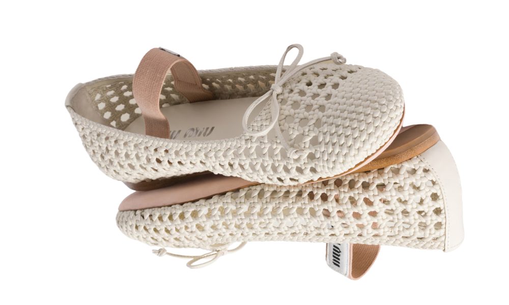 Miu Miu mesh-design ballet flats "Ivory" - 