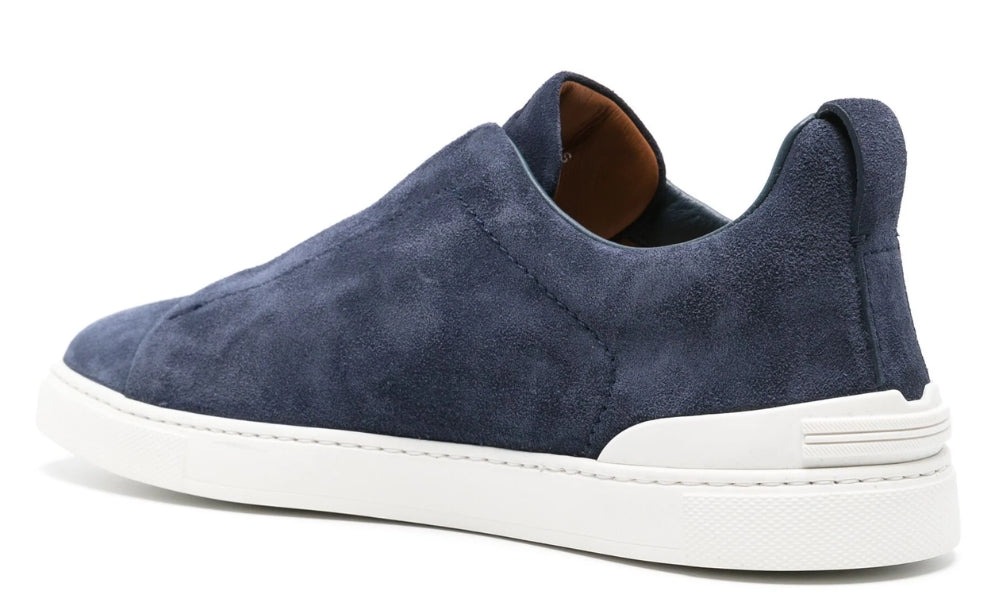 Zegna Triple Stitch suede sneakers "Blue" - ARABIA LUXURY