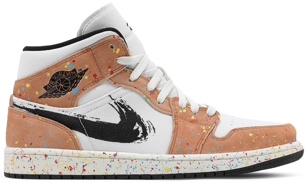 Air Jordan 1 Mid SE 'Brushstroke Paint Splatter' - ARABIA LUXURY