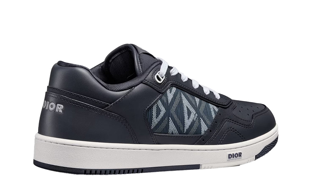 B27 LOW-TOP SNEAKER Navy Blue Smooth Calfskin and CD Diamond Canvas - ARABIA LUXURY