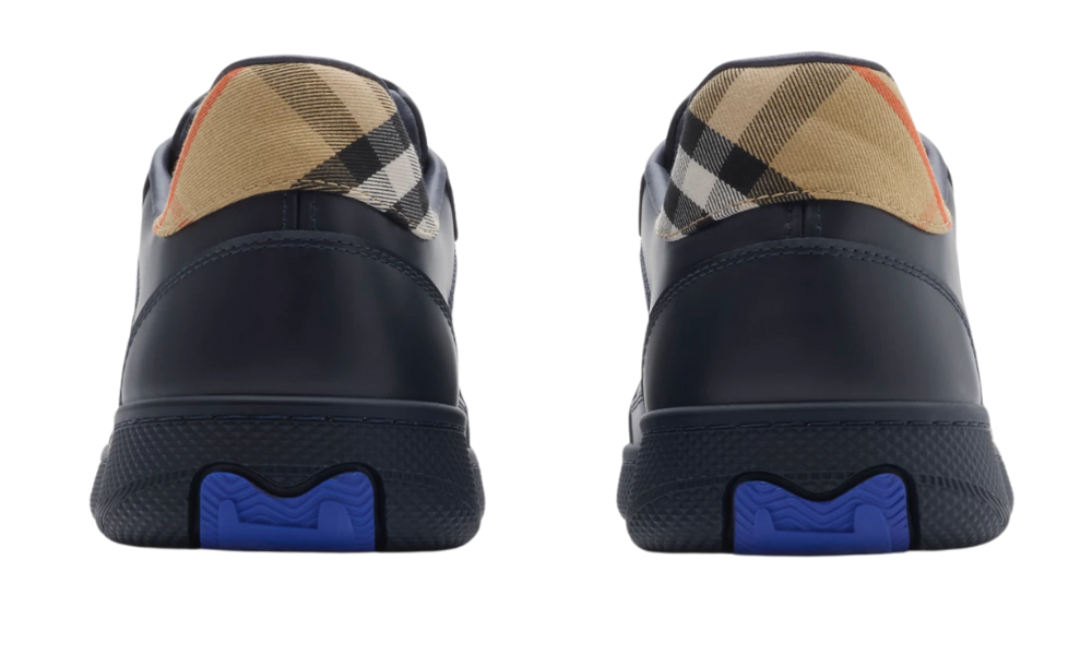Burberry  Leather and Check Terrace Sneakers  "Indigo / Sand" - 