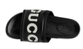 Gucci Black Leather Slide With Logo - ARABIA LUXURY