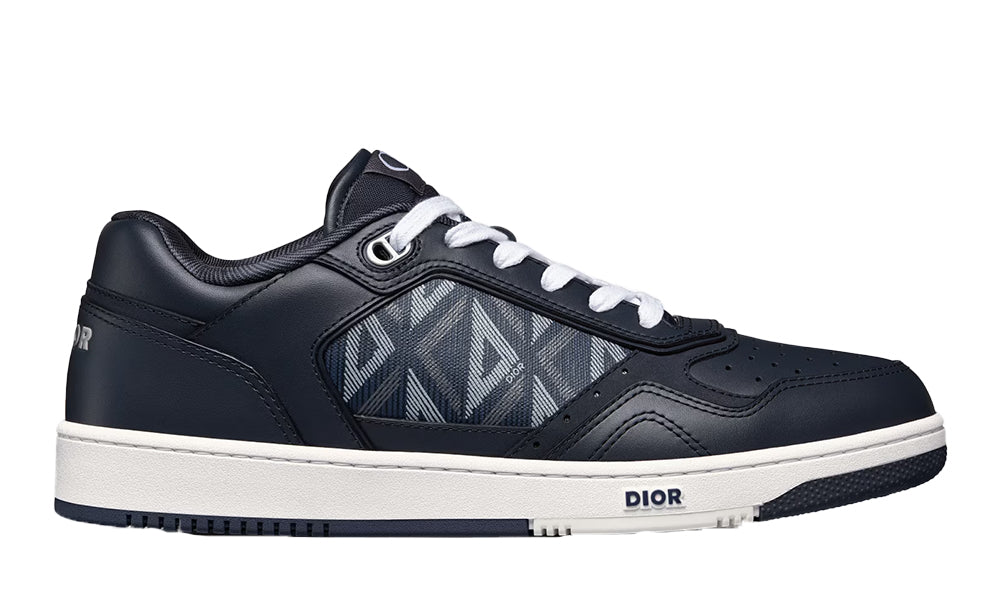 B27 LOW-TOP SNEAKER Navy Blue Smooth Calfskin and CD Diamond Canvas -