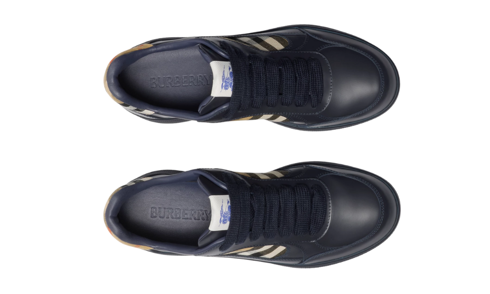 Burberry  Leather and Check Terrace Sneakers  "Indigo / Sand" - 
