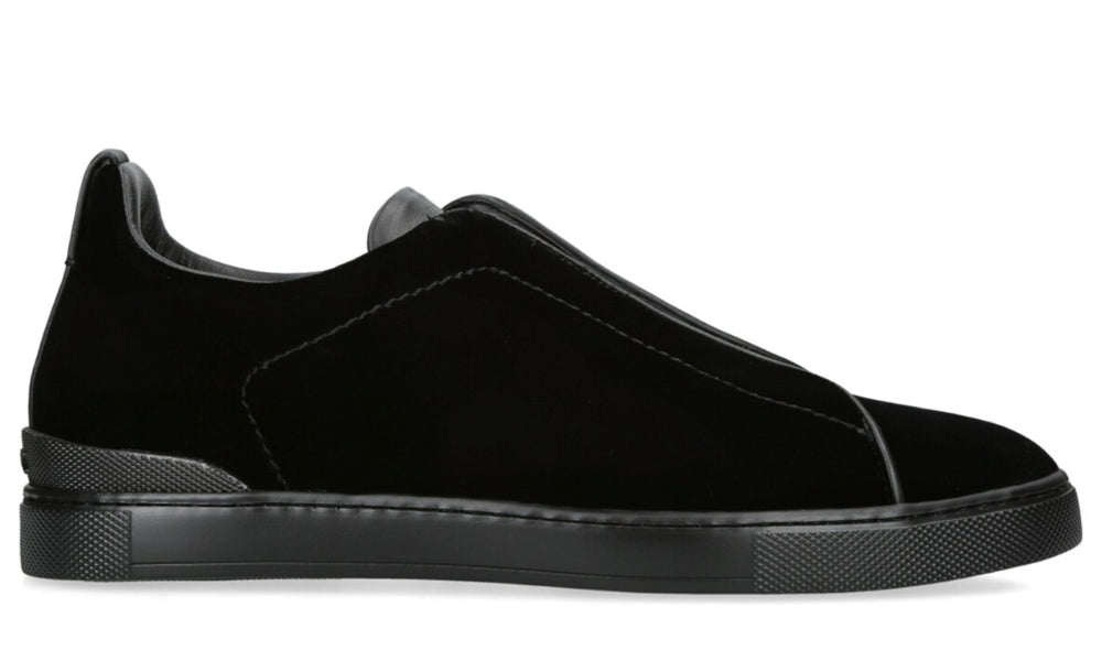 ZEGNA  Velvet Triple Stitch Sneakers "Black" - ARABIA LUXURY