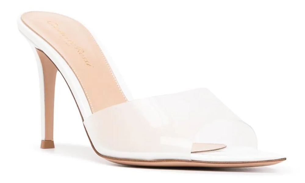 Gianvito Rossi Elle 85mm open-toe mules "White" - ARABIA LUXURY