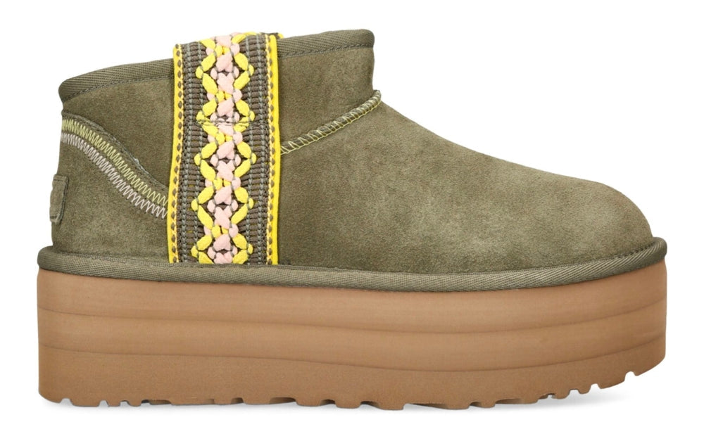 UGG Classic Ultra Mini Braid Boots 'Green' - ARABIA LUXURY