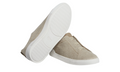 Zegna Light Beige Cotton Linen and Leather Triple Stitch Sneakers -