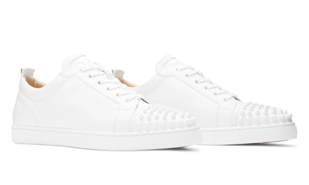 Christian Louboutin Louis Junior Spikes Flat Calf 'White' -
