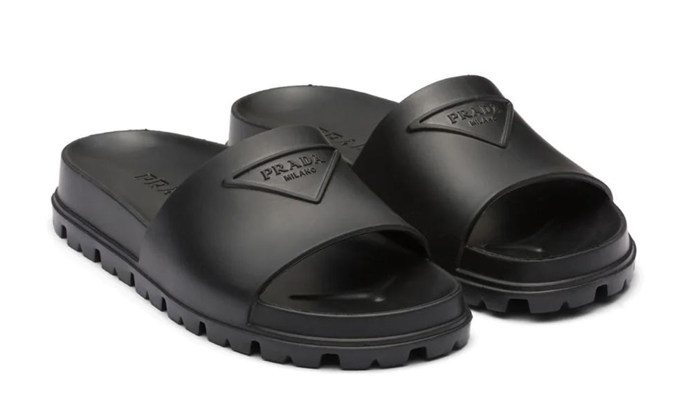 Prada Logo-Embossed Slides - ARABIA LUXURY