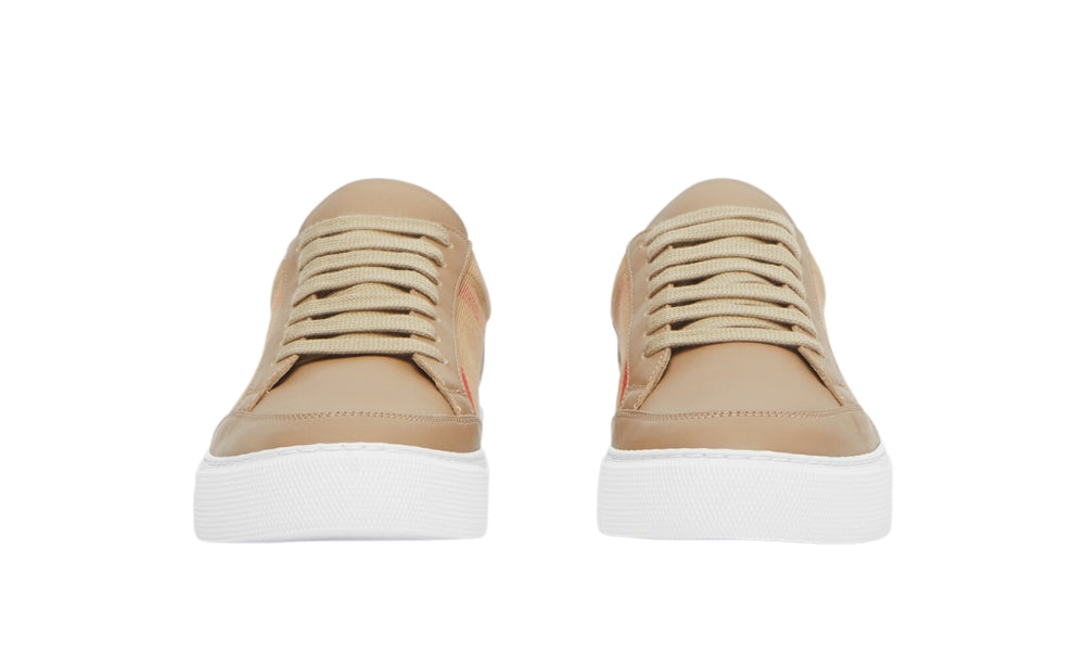 Burberry House Check Cotton and Leather Sneakers - ARABIA LUXURY