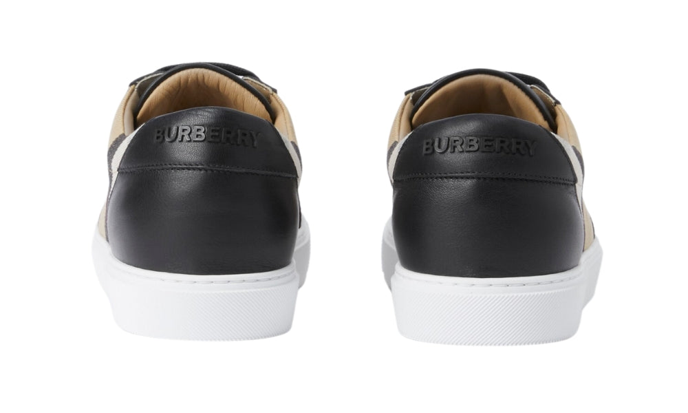 Burberry House Check Cotton and Leather Sneakers 'Black' - ARABIA LUXURY