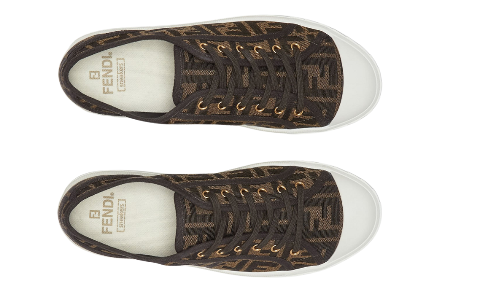 Fendi Domino Brown Fabric low-Tops - ARABIA LUXURY