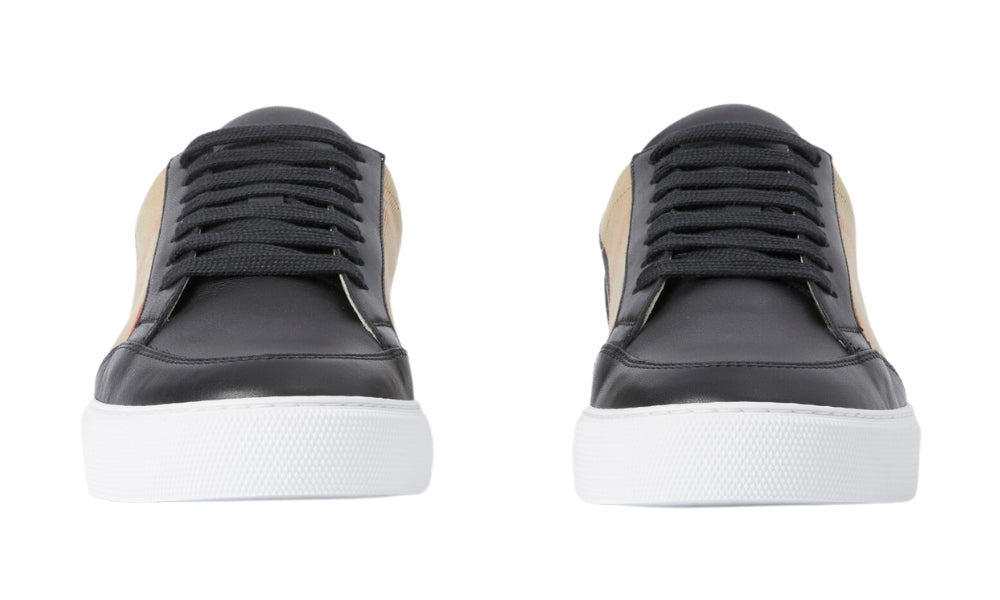 Burberry House Check Cotton and Leather Sneakers 'Black' - ARABIA LUXURY